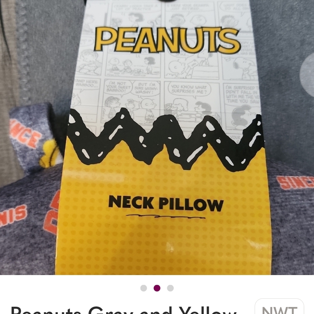 Peanuts Yellow and Gray Neck Pillow